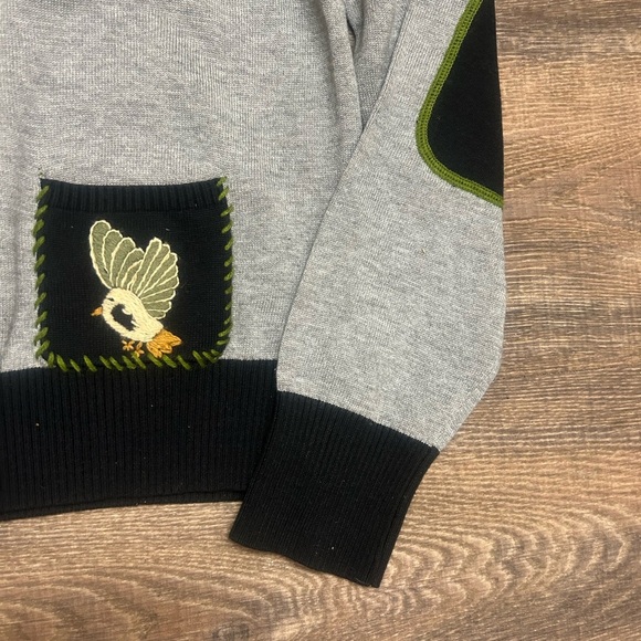 Knitted Dove XL NWOT bird cardigan with patched sleeves - Picture 3 of 10